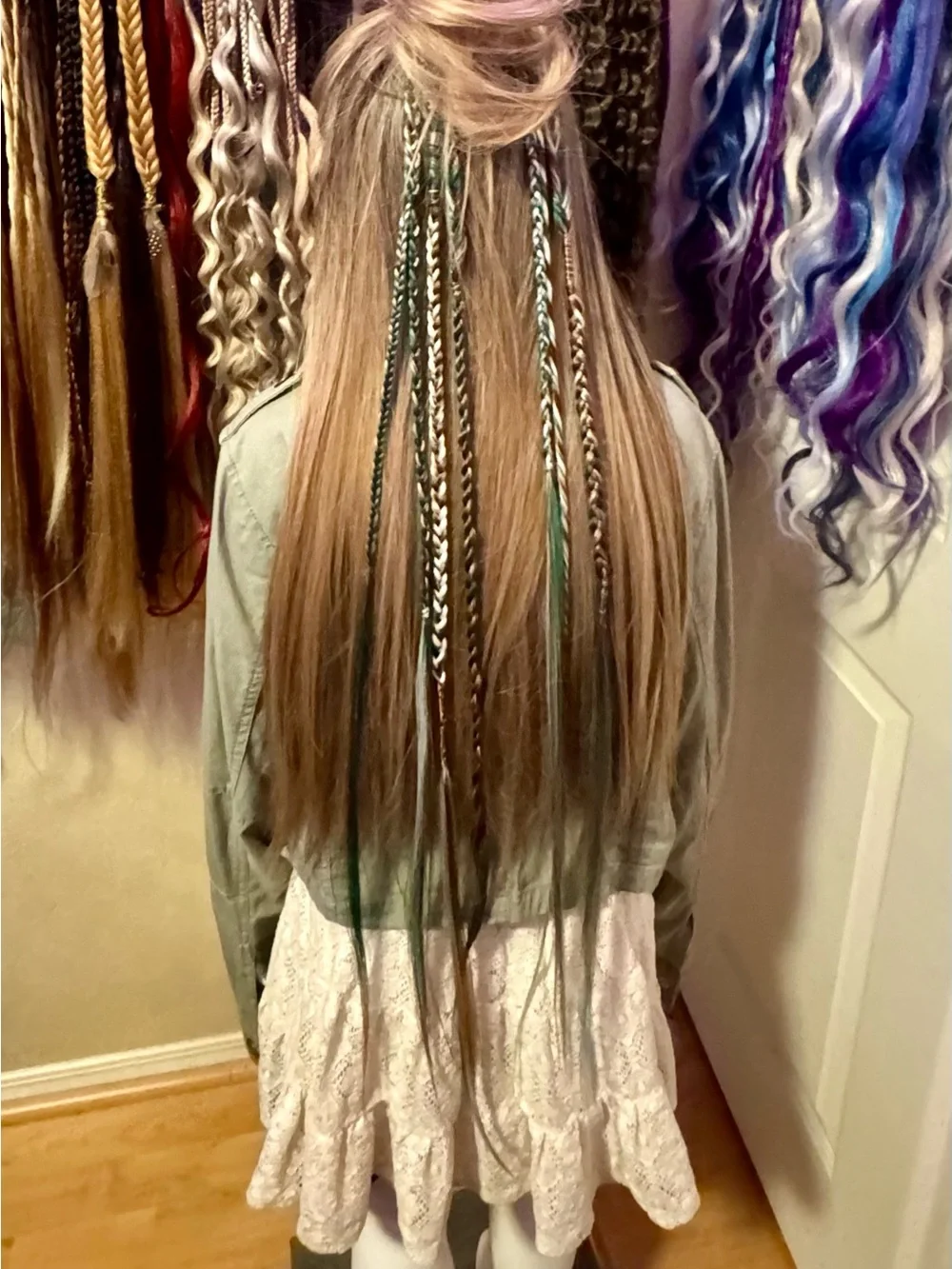 Teal Accent Braided Hair Wraps for Women